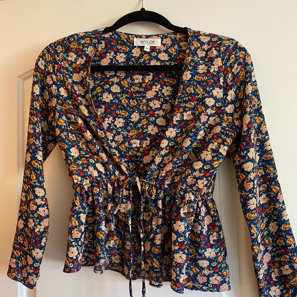 WYLDR Floral Tie Front Blouse